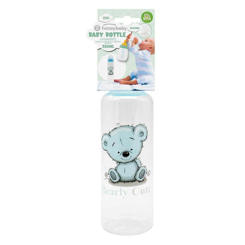 Бутилка 250 мл „Bearly Cute“ – синьо мече, силиконов биберон