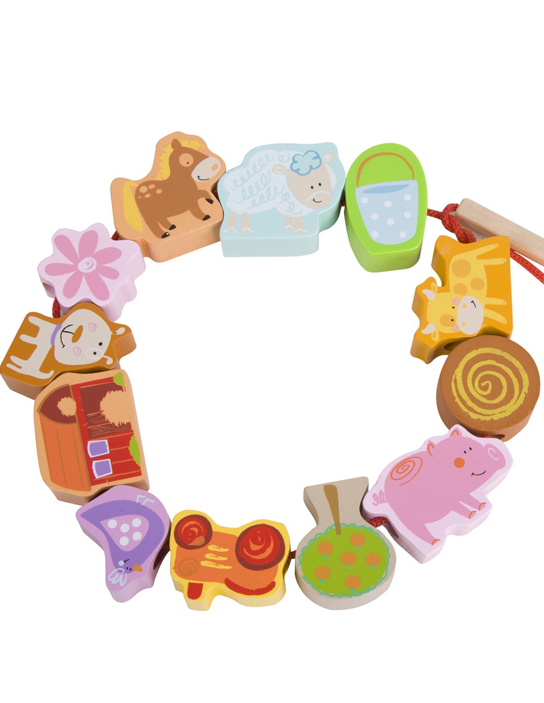 Дървена играчка за нанизване - Ферма