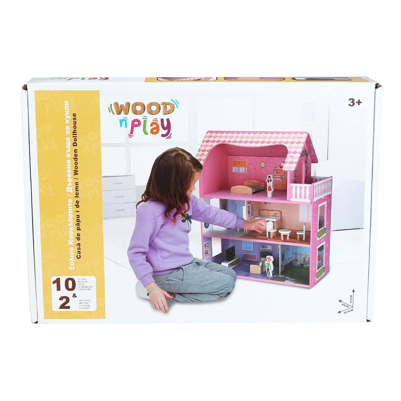 Дървена къща за кукли Wood’n Play 3 етажа