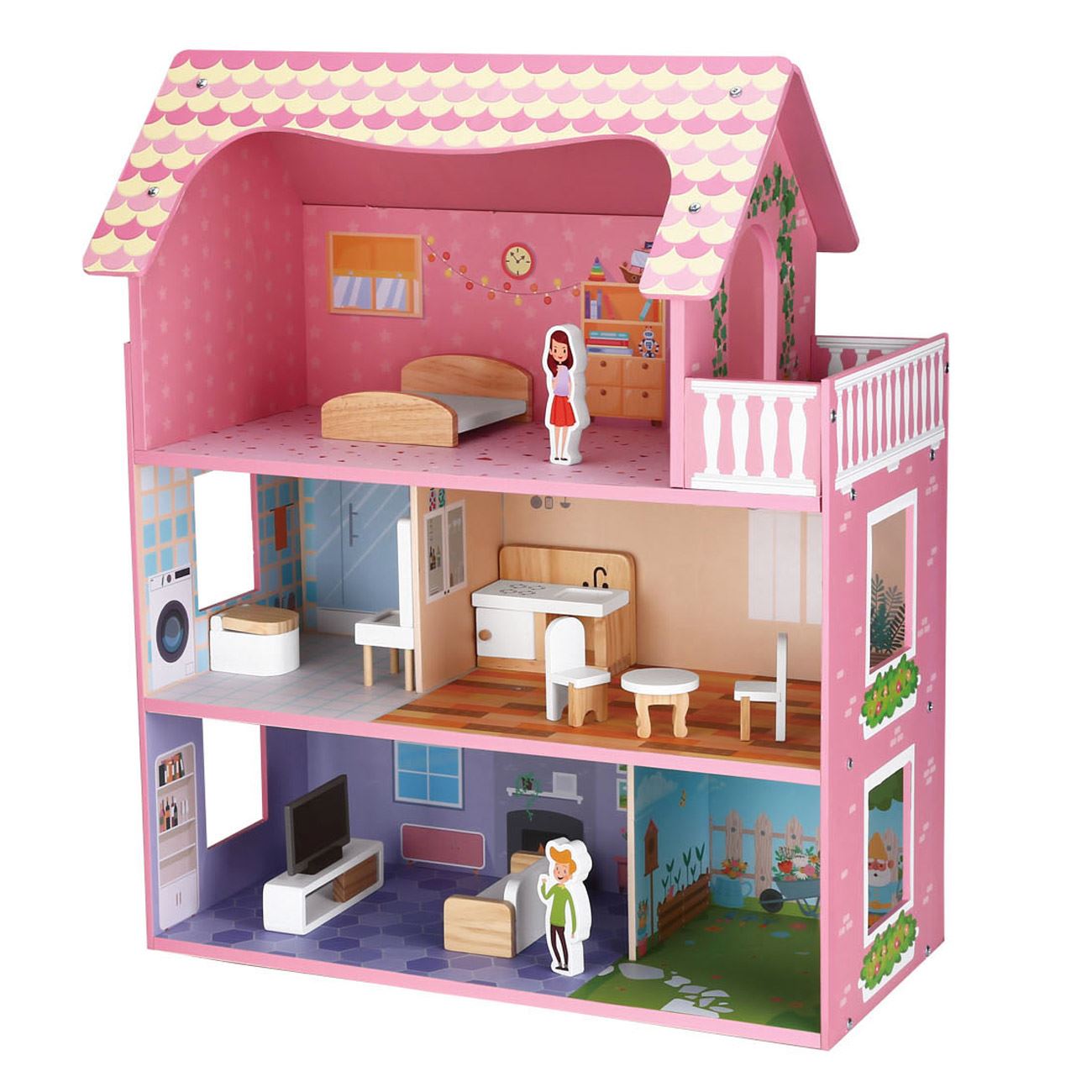 Дървена къща за кукли Wood’n Play 3 етажа