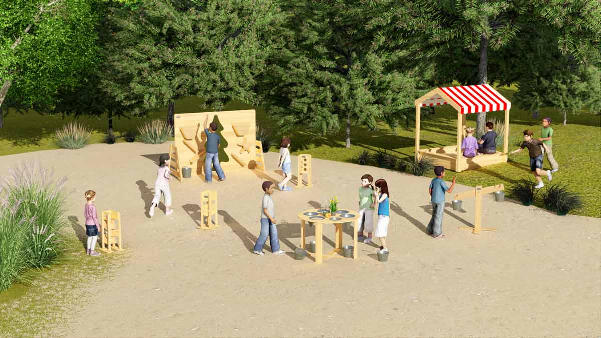 Детска дървена кула за игра в пясъчник