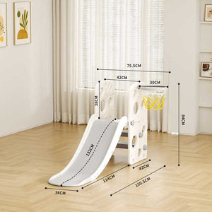 Детска пластмасова пързалка с баскетболен кош - сива