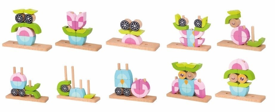Дървен пъзел за деца от кубчета - бухал