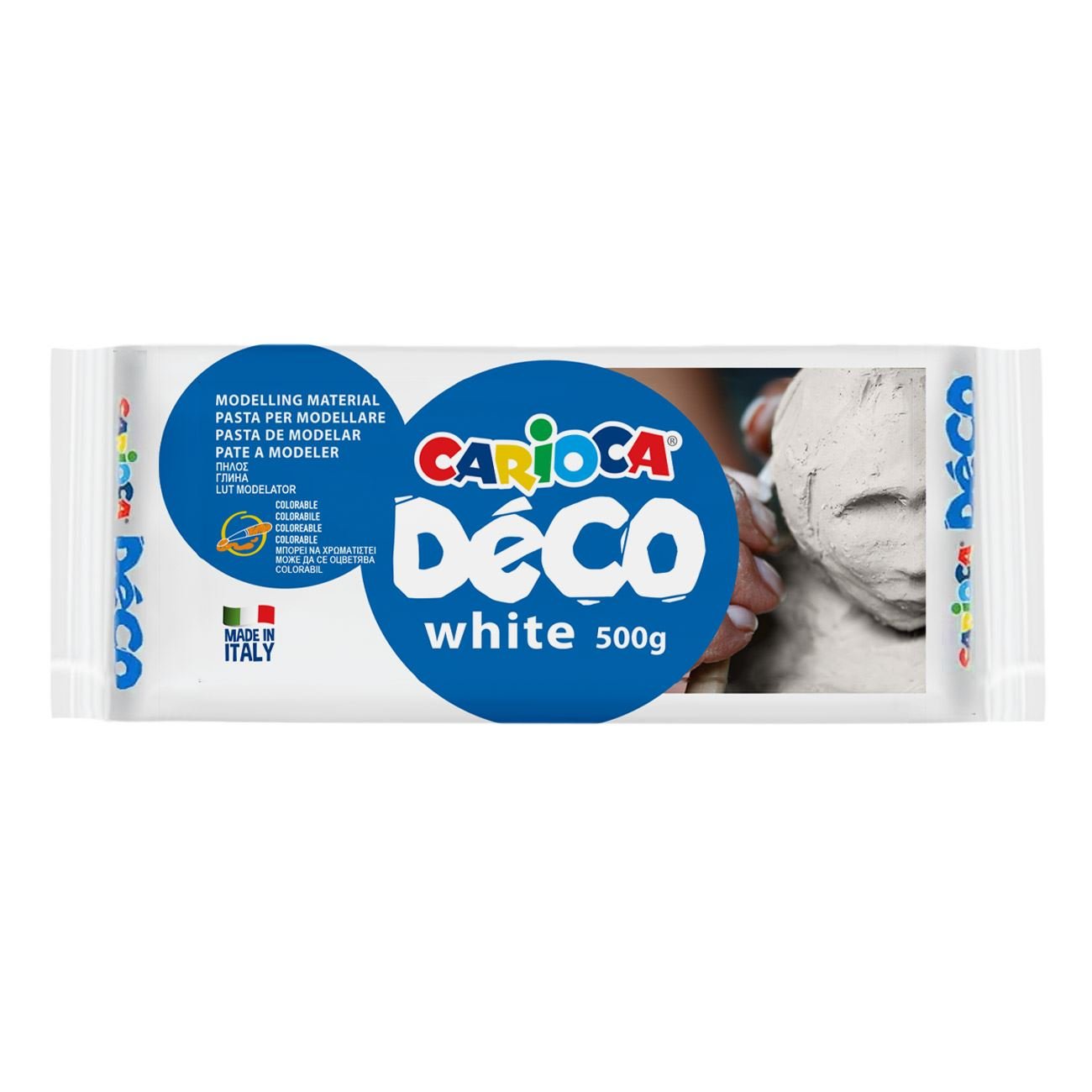 Глина за моделиране Carioca Deco – бяла, 500 г