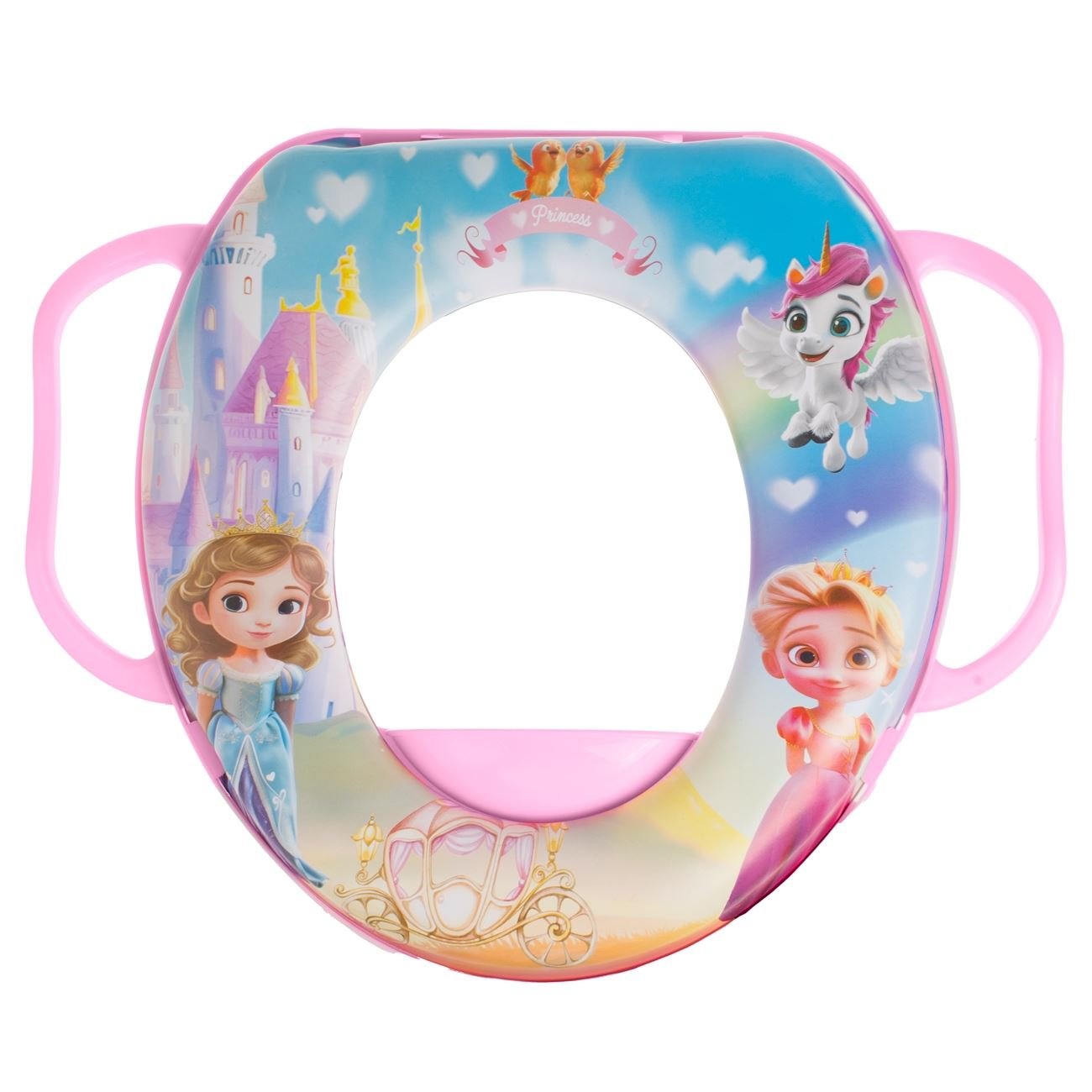 Honey Baby детска седалка за тоалетна с дръжки – Princess розова 35x30 см
