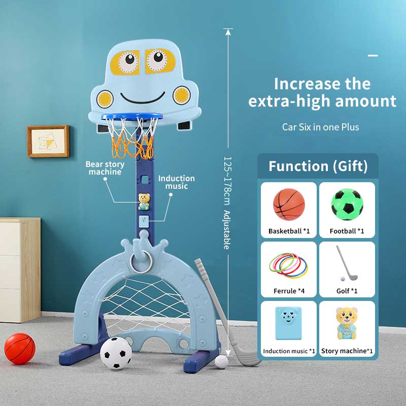 Интерактивен баскетболен кош 6 в 1, светлосин цвят