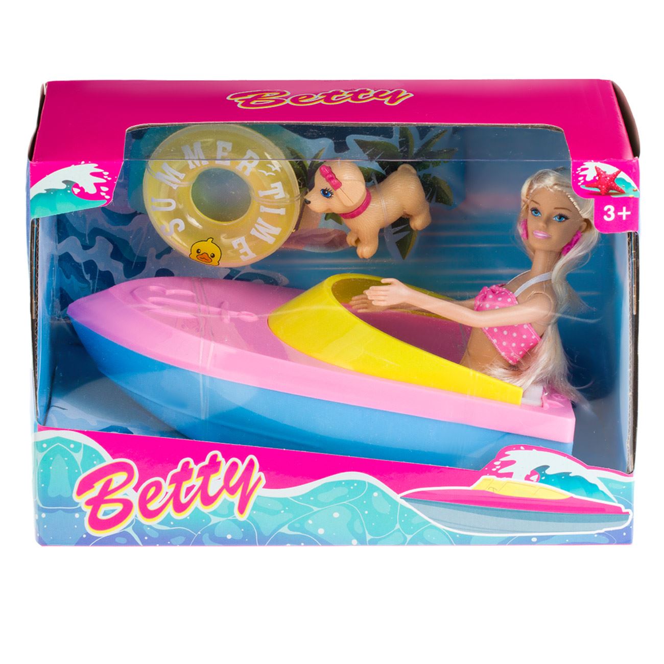 Кукла с лодка и кученце Betty 30 см