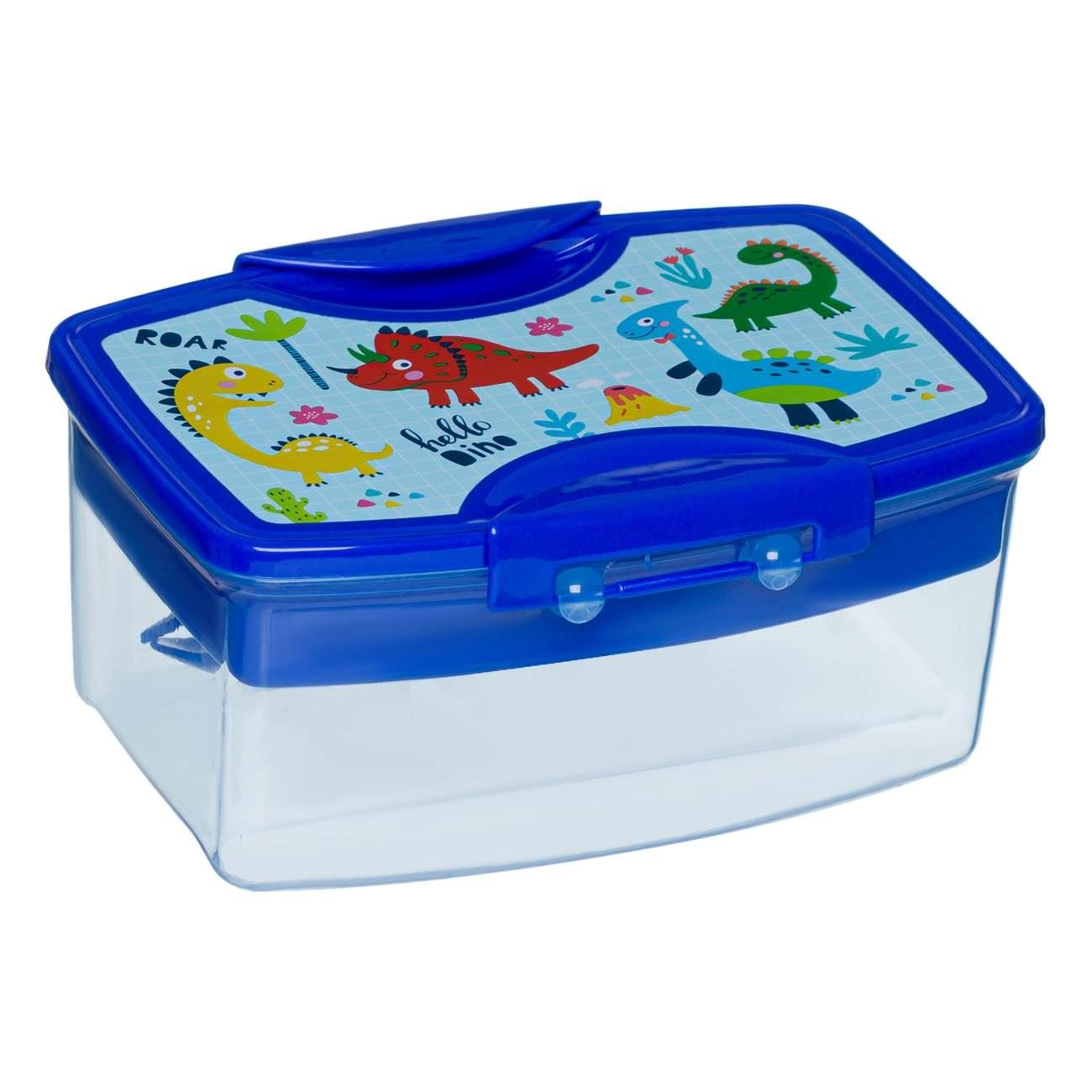 Кутия за храна Blue Dino – с тавичка и прибори, 1.1 л