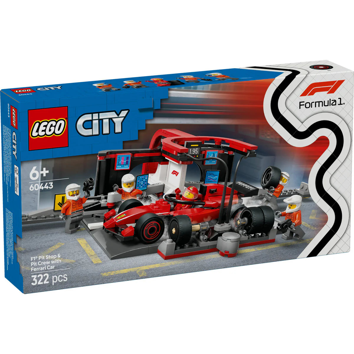 LEGO 60443 F1 Pit Stop с кола Ferrari