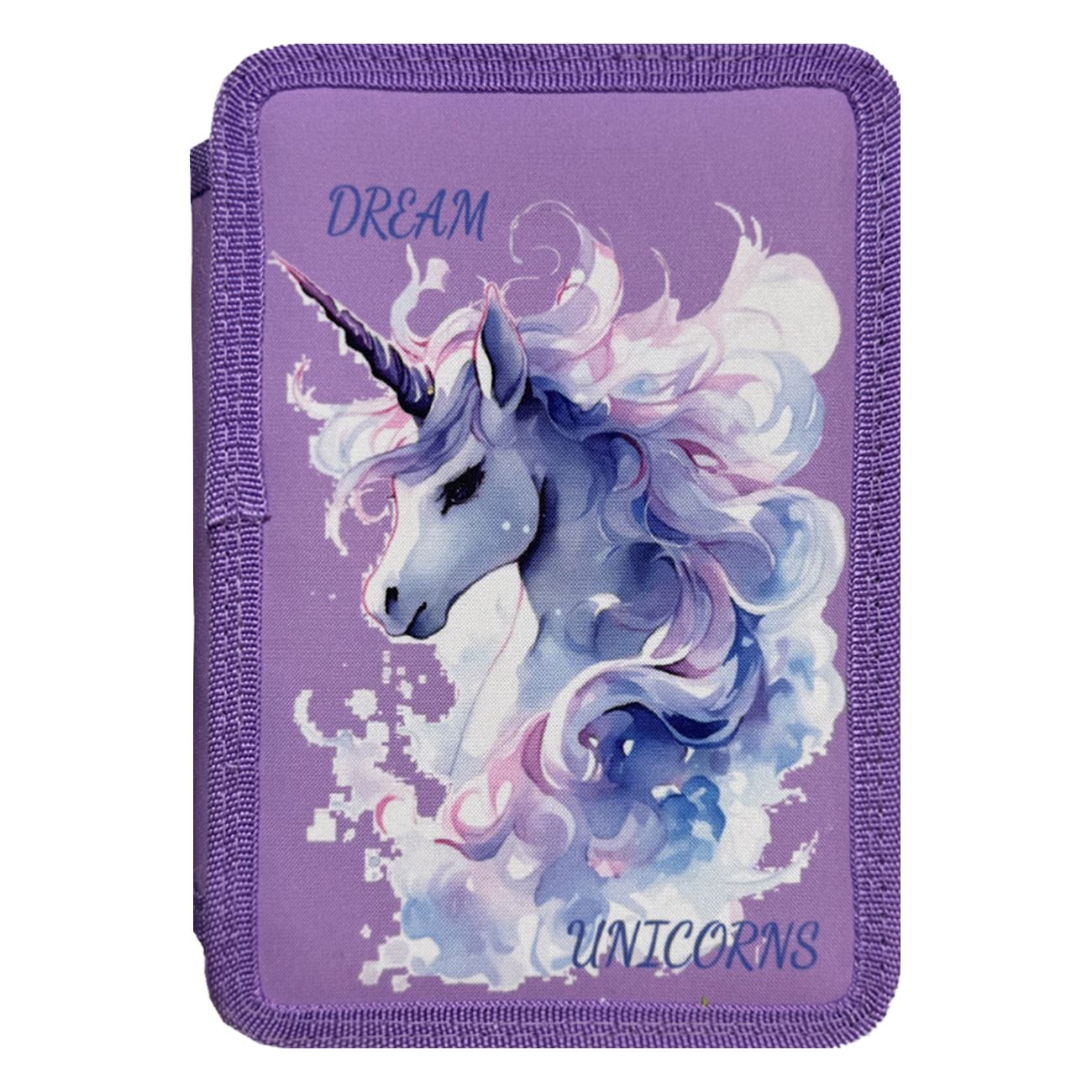 Двоен ученически несесер с еднорог Dream Unicorn – лилав