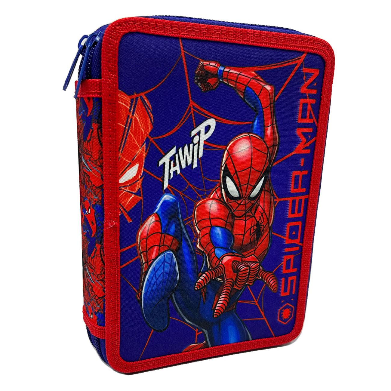 Двоен ученически несесер Spiderman – синьо-червен