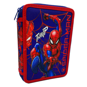 Двоен ученически несесер Spiderman – синьо-червен