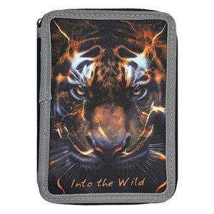 Двоен ученически несесер с тигър Into the Wild – черен