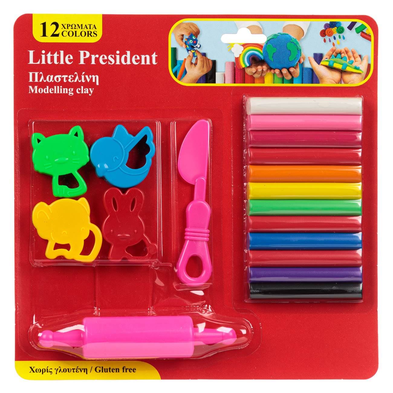 Комплект пластилин Little President – 12 цвята и формички