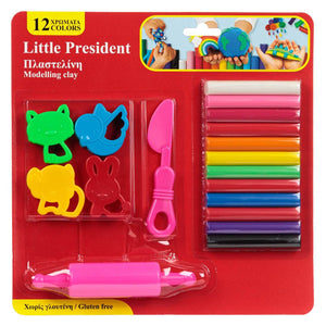 Комплект пластилин Little President – 12 цвята и формички