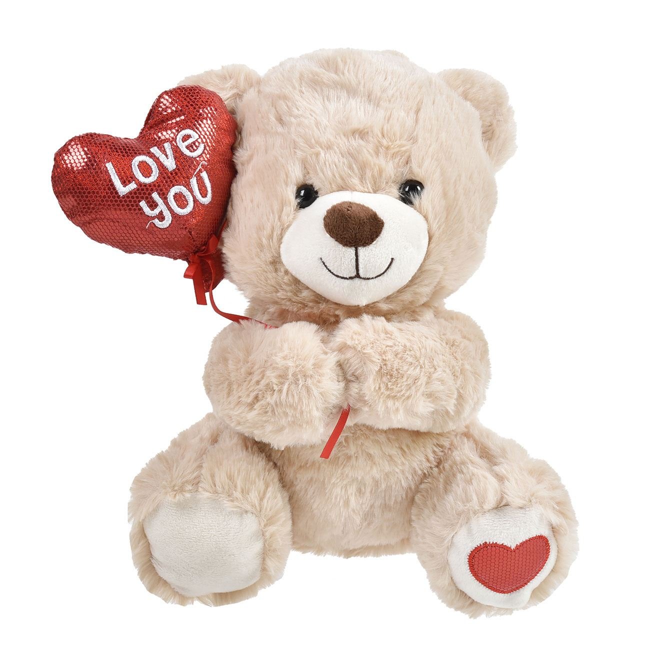 Плюшено мече с балон сърце “Love You” – 25 см
